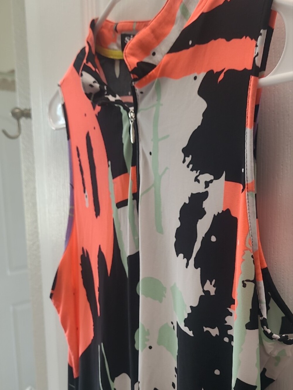 jamie sadock Neon Abstract Zip-Front Tank Top - Orange/Black/White - Picture 3 of 8